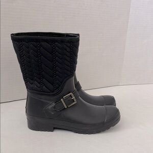 Sperry Quilted Rubber Rain Boots Mid Height Black Women’s 7